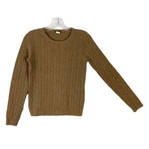 NWOT VINTAGE J CREW Sweater XS Brown Cable Knit Long-Slv Cashmere Angora Wool